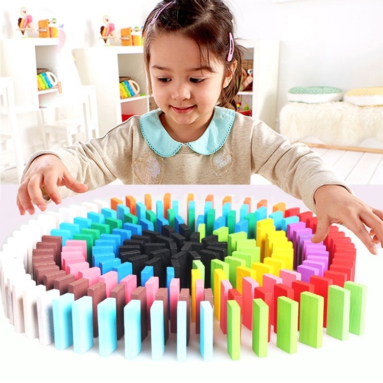 Custom Colorful Domino Racing Toy Game Educational Play Toy Mini Domino Game Set