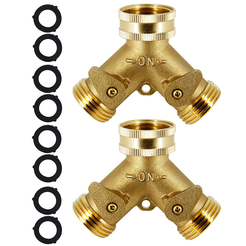 3/4 Inch Brass Garden Water Valve 2 Way Y Hose Tap Splitter Connector For Garden Irrigation