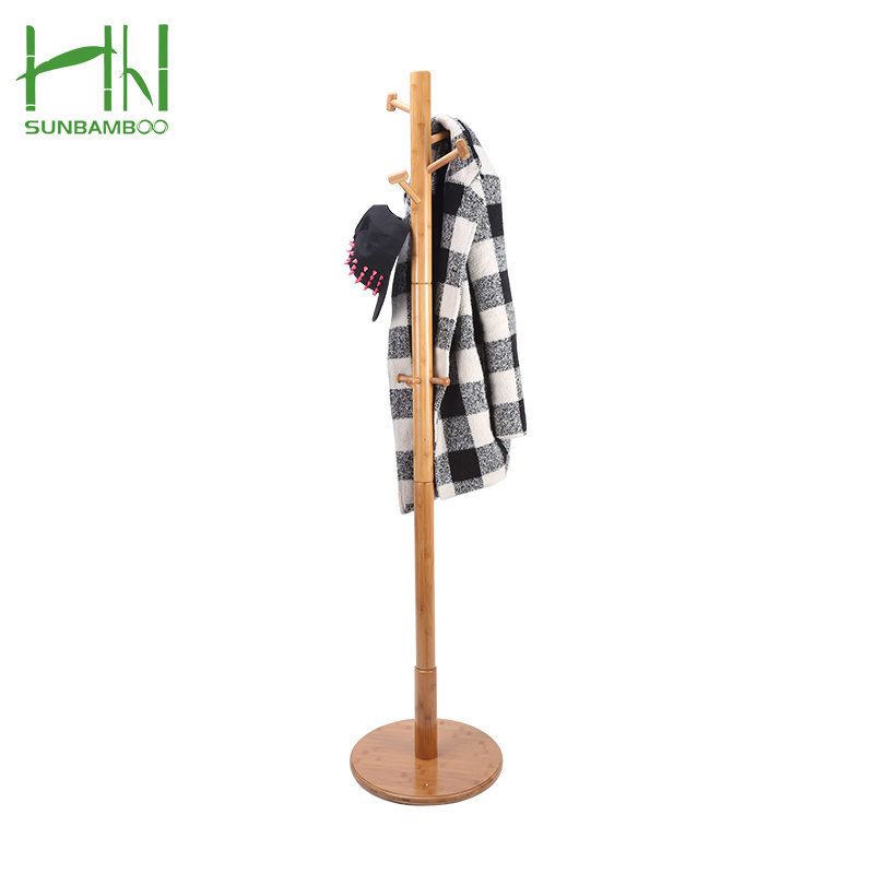 2019 New Design Eco-friendly Small Nature Furniture Bamboo Clothes Tree coat Hanger & Hat rack