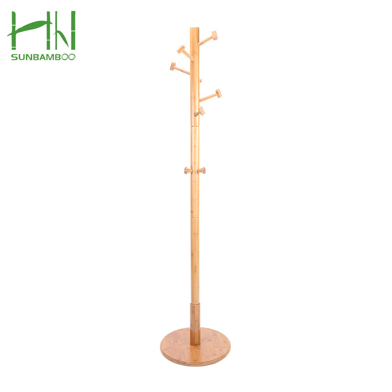 2019 New Design Eco-friendly Small Nature Furniture Bamboo Clothes Tree coat Hanger & Hat rack