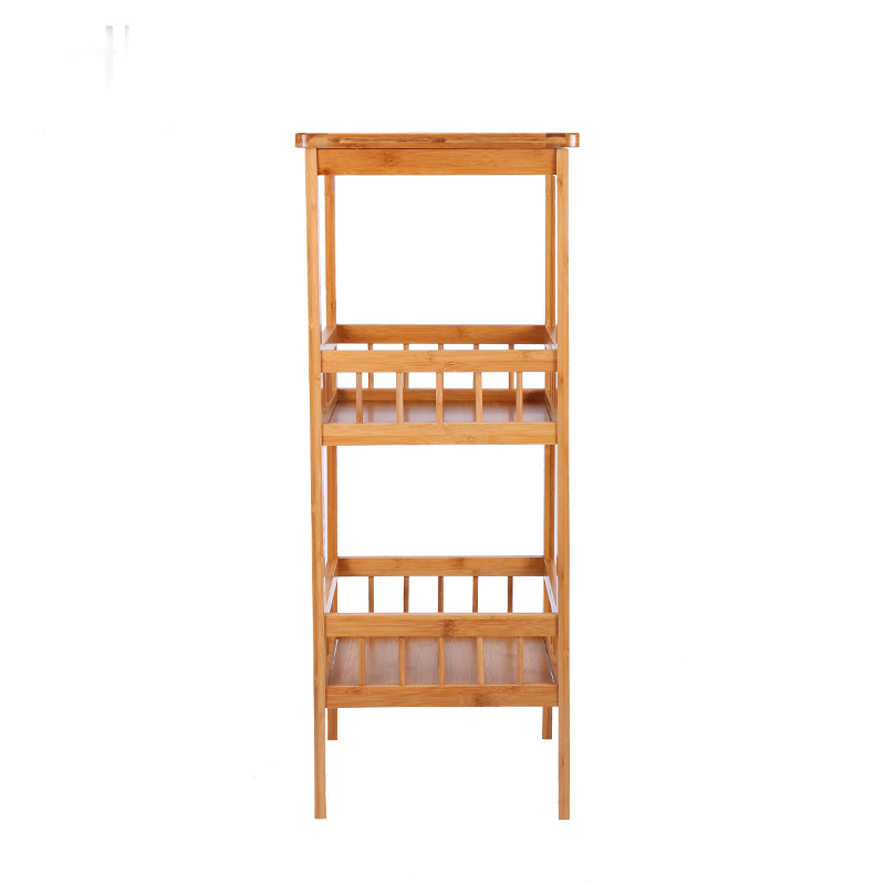 Factory Wholesale Home Decorative Rack Free Standing 3 Tier Bathroom Bamboo Bath Corner Storage Shelf