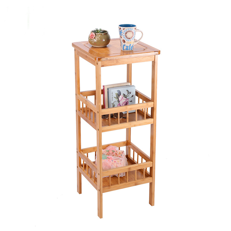 Factory Wholesale Home Decorative Rack Free Standing 3 Tier Bathroom Bamboo Bath Corner Storage Shelf