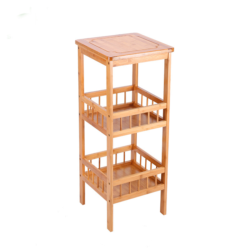 Factory Wholesale Home Decorative Rack Free Standing 3 Tier Bathroom Bamboo Bath Corner Storage Shelf