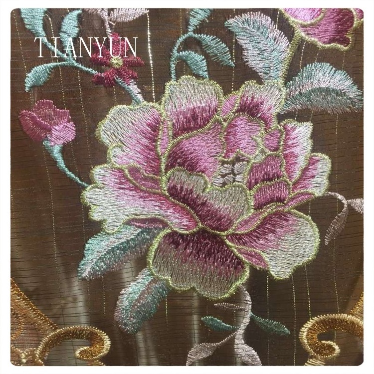 Top Quality European Turkish Flower Embroidered Blackout Fabric Curtain