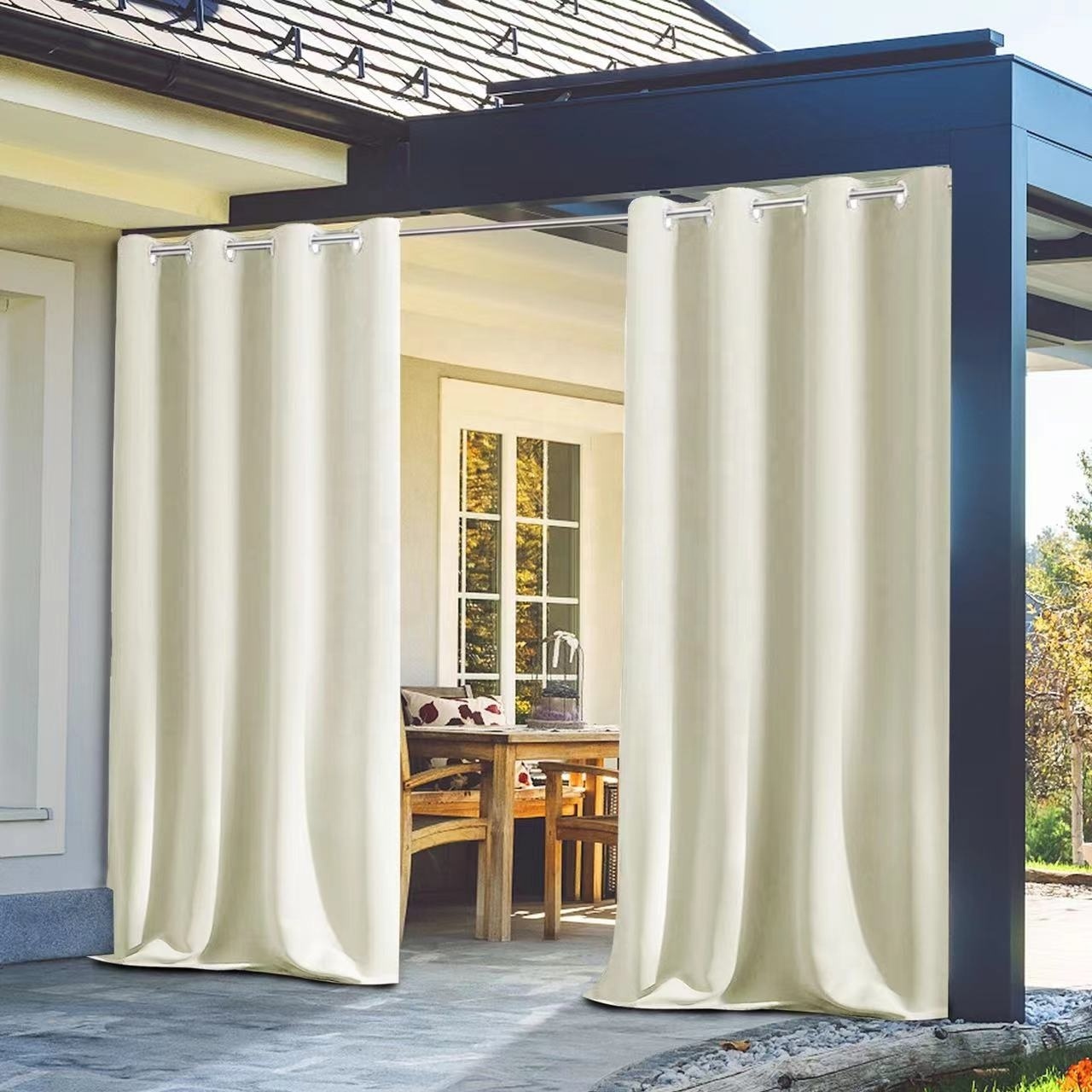 Wholesale Blackout Solid Gazebo Curtain Outdoor Curtains For Patio Waterproof