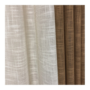 2023 Factory Direct Sales Solid Color Luxury Style Sheer Curtain Fabric Linen Pattern For Home Textile