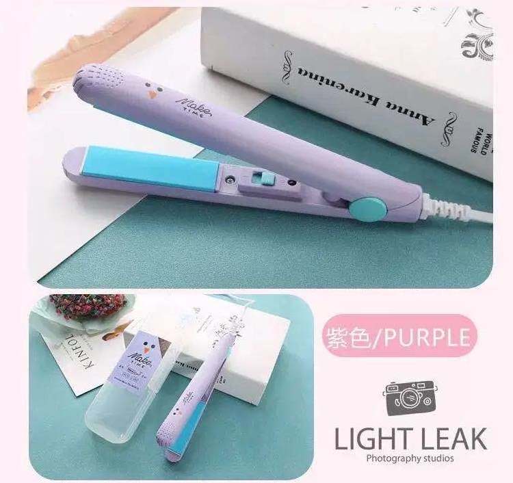 Macaron Mini Hair Straightener Ceramic Curling Bar Straight Roll 2 in 1 Splint Perm Mini Cartoon Portable Electric Curling Iron