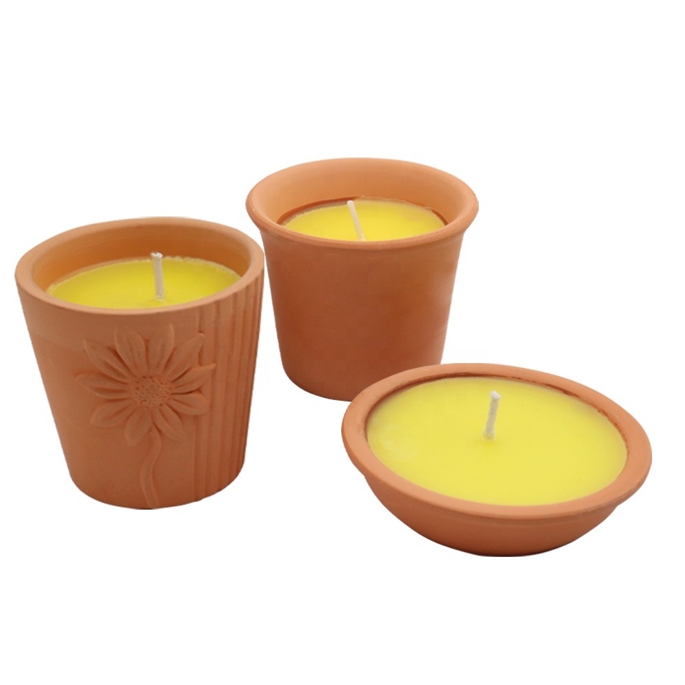 Wholesale hot sale attractive price outdoor citronella terracotta pot candles for decoration