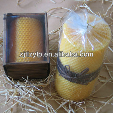 Wholesale china supplier sales 100% natural beeswax handmade candle in wooden box