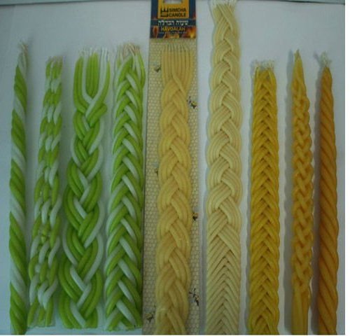 2021 new product luxury handmade beeswax candles multi-color braid jewish candles