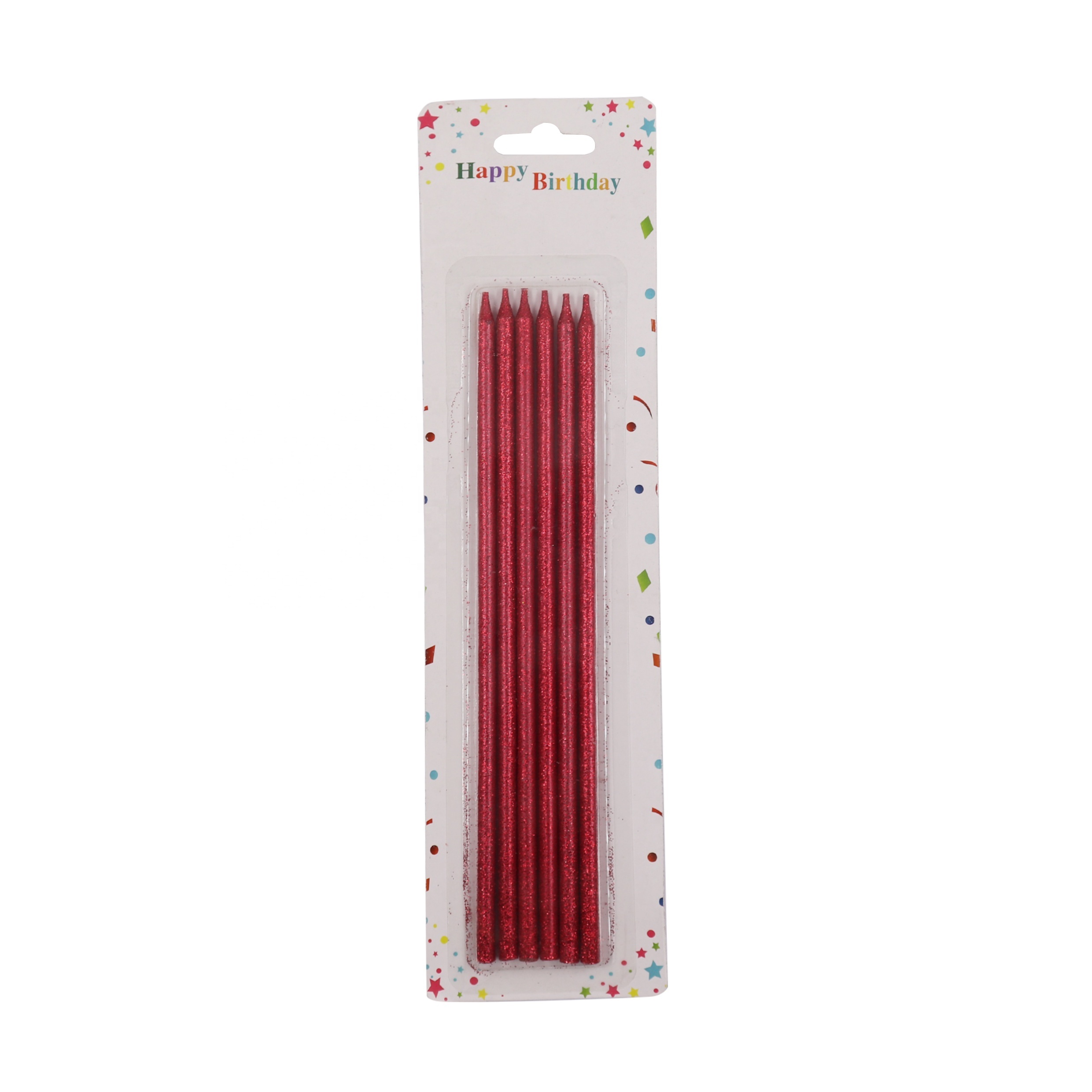 New design hot sale custom taper candle pack 6 pcs birthday candles with various colors