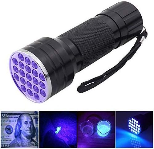 Black Light 21 LED UV Adhesive Glue Flashlight Torch 395NM LEDs Lamps Ultra Violet Travel Bacteria Detection UV Light