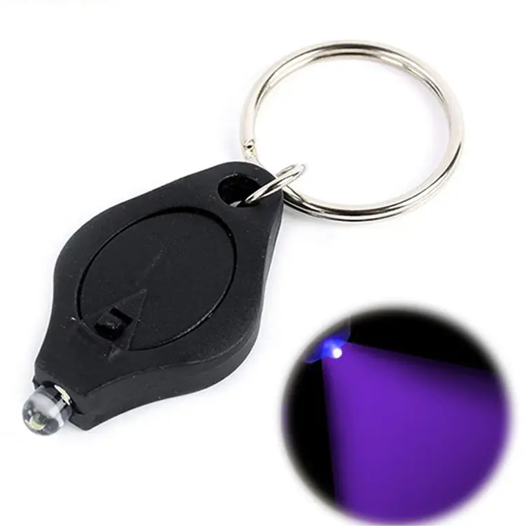 Promotion Gift Mini LED Keychain 395nm UV Flashlight For Money Checking Plastic Material Pocket Key Ring Black Light