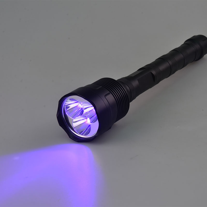 High Power 365 395 flashlight 30watt Rechargeable 365nm 395nm UV LED Flashlight Heavy Duty Black Material UV Light