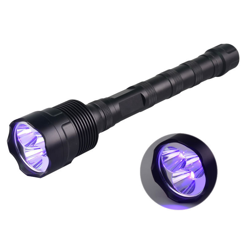 High Power 365 395 flashlight 30watt Rechargeable 365nm 395nm UV LED Flashlight Heavy Duty Black Material UV Light