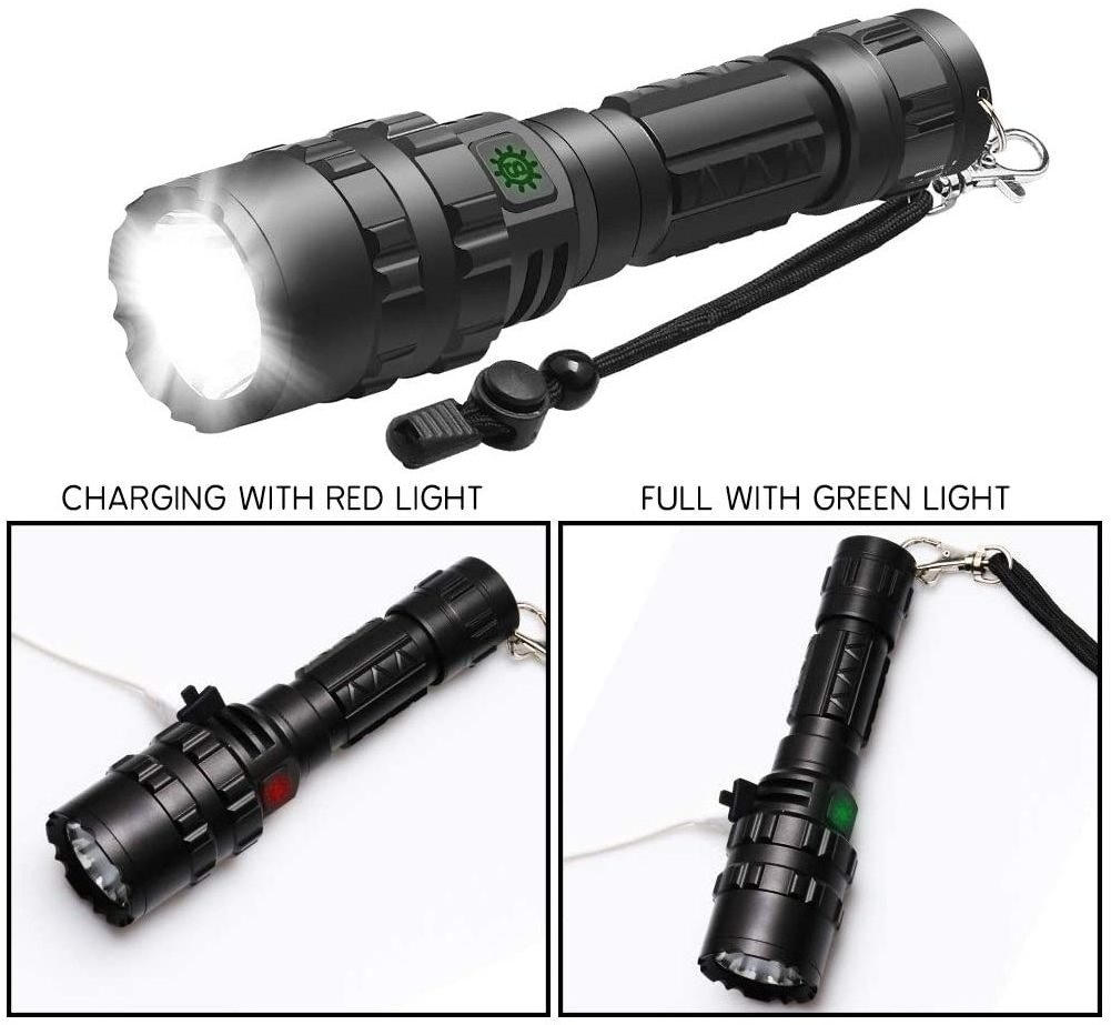 Classic hunting flashlight USB rechargeable waterproof outdoor super bright xm-l2 led tactical flashlight torch Light