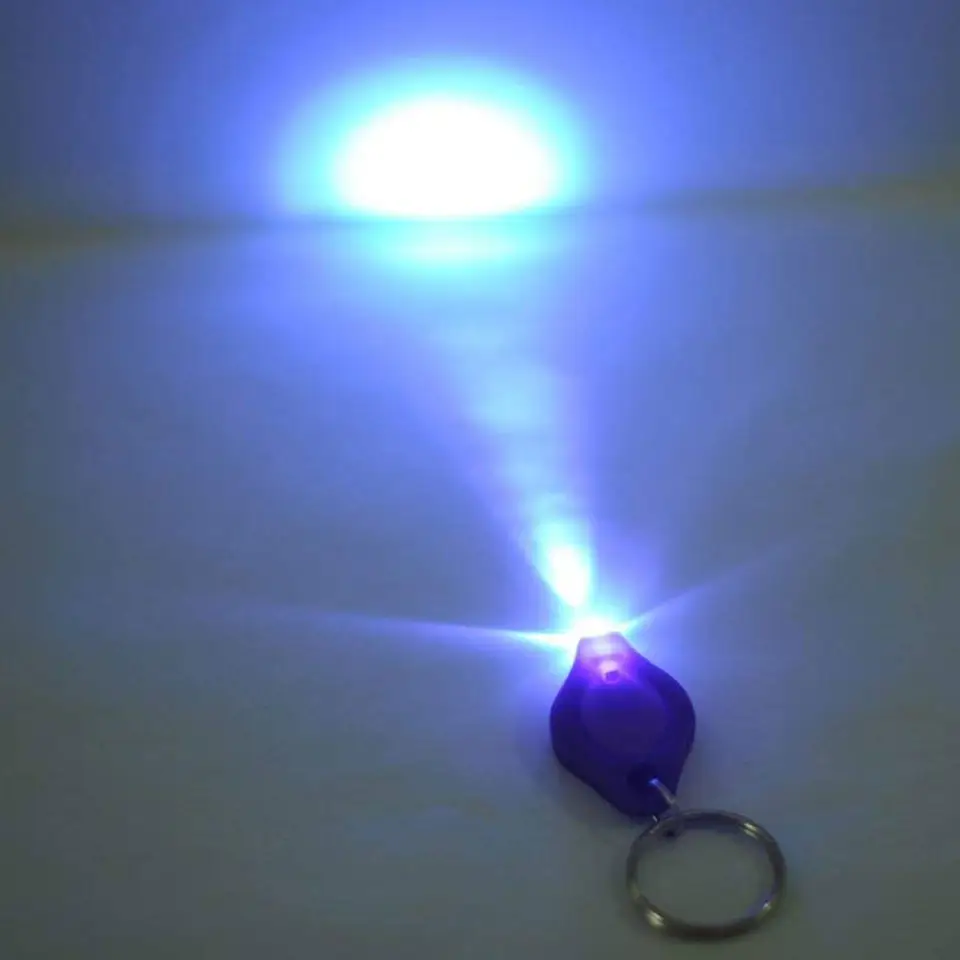 Promotion Gift Mini LED Keychain 395nm UV Flashlight For Money Checking Plastic Material Pocket Key Ring Black Light