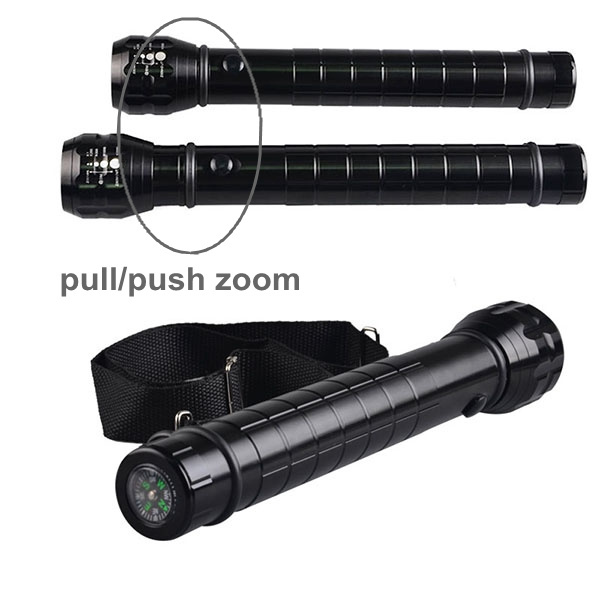 Ultra Far Illuminate Distance Aluminum Zoom Focus Photo Lamp Rechargeable Torches Light Waterproof LED Flashlight With Compass