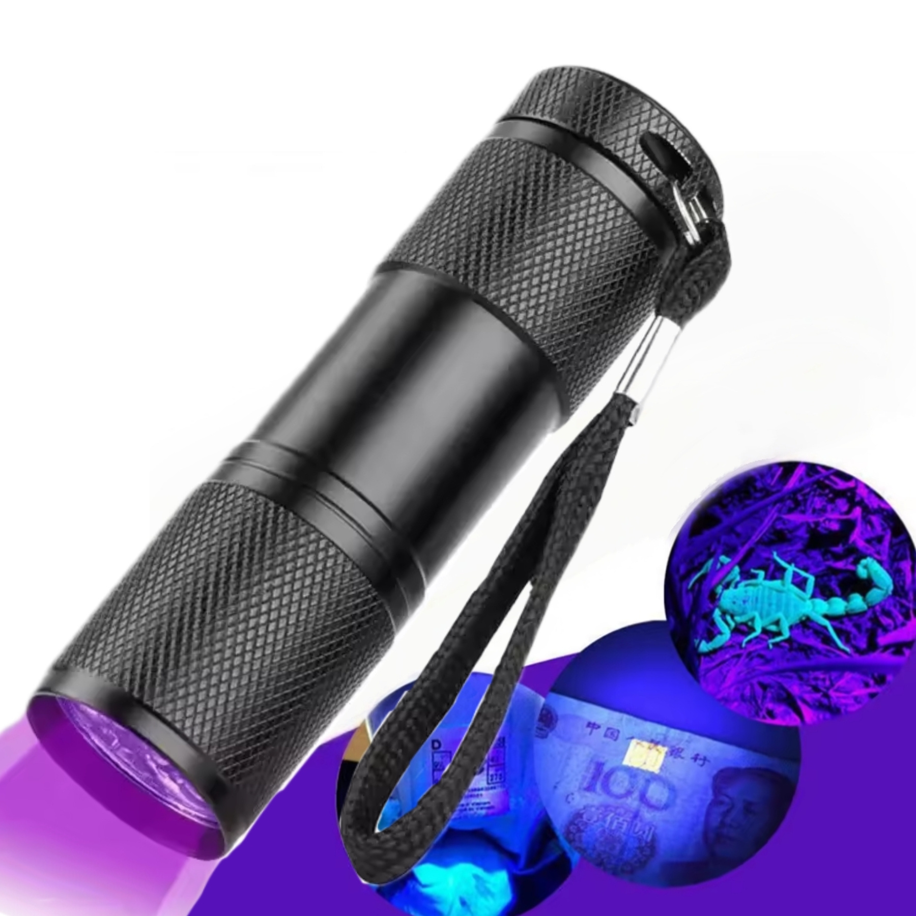 Logo Custom Lighting Black Light Flashlight Small UV Lights 395 365 Portable Detector for Invisible Ink Dog Cat Pet Urine Stain