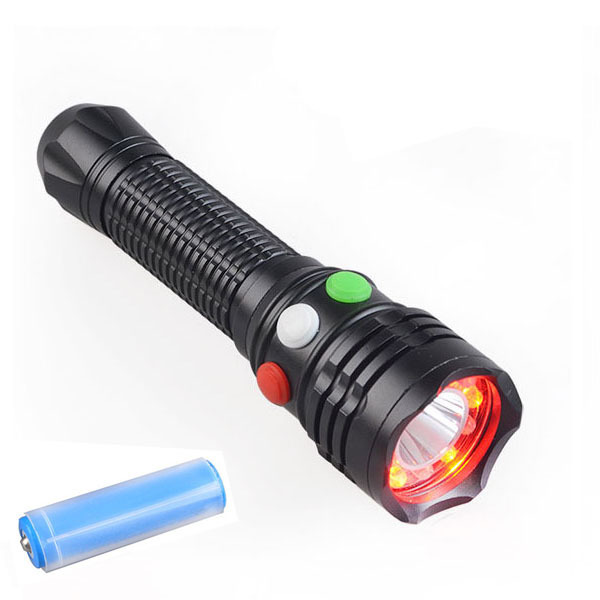 3 in 1 Multicolor Red Green White Signal Flashlight for Hunting Fishing Riding with Magnet