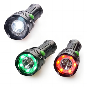 Emergency Rechargeable Tri-Color Signal Tactical Flashlight 3-in-1 Red Green White Light Magnet Railway Signal Torch