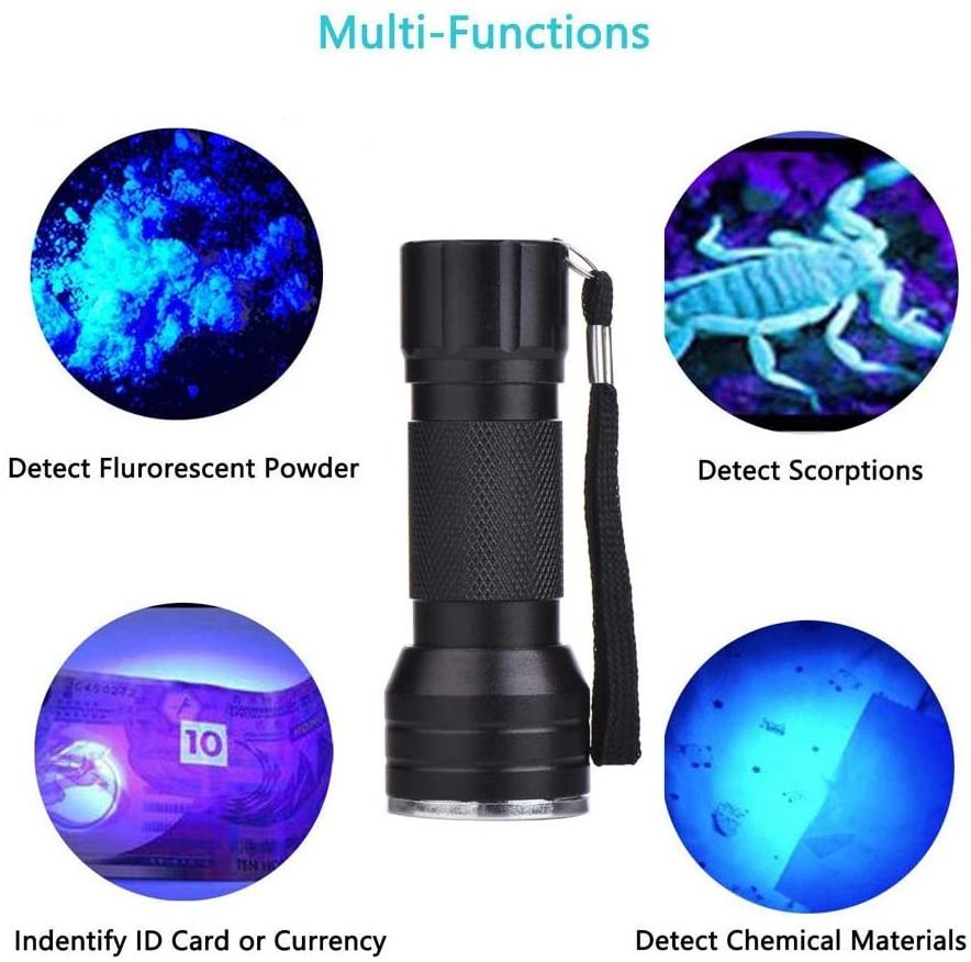 Black Light 21 LED UV Adhesive Glue Flashlight Torch 395NM LEDs Lamps Ultra Violet Travel Bacteria Detection UV Light