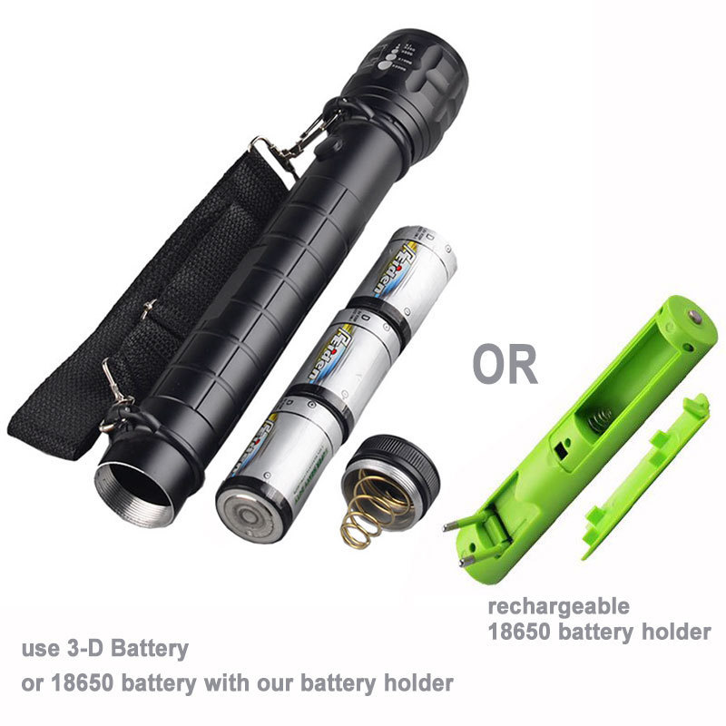 Self Defense Hunting LED Bat Flashlight Powerful Rechargeable Tactical Zoom Flashlight Tactical Flashlight