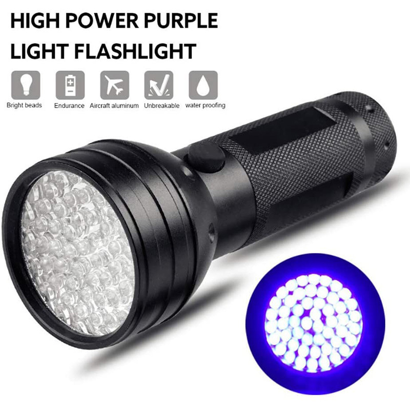 Black Light UV Flashlight 51 LED UV Flashlights 395 nm Pet Urine Detector AA Batteries For Cat Urine Stains Bed Bug