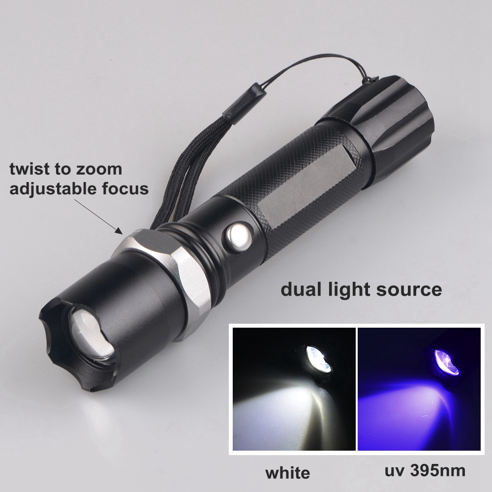 DEM Rechargeable Torch Powerful UV Flashlight And White Light Dual Light Sources Mini Promotional Torch for Fishing