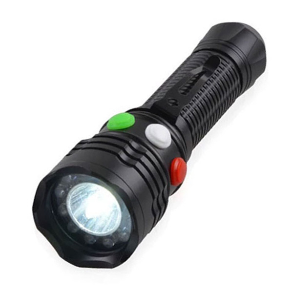 Multi-function Super Power Failway Signal Torch Tri Color Flashlight with Magnet