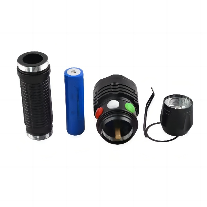 Emergency Rechargeable Tri-Color Signal Tactical Flashlight 3-in-1 Red Green White Light Magnet Railway Signal Torch