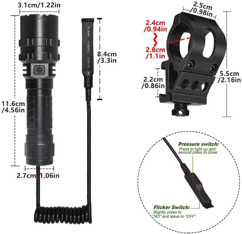 USB rechargeable L2 flashlight long-range mini waterproof night riding hunting light led glare flashlight set