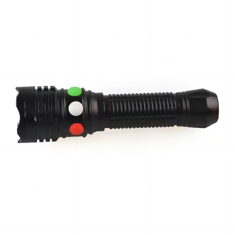 Emergency Rechargeable Tri-Color Signal Tactical Flashlight 3-in-1 Red Green White Light Magnet Railway Signal Torch