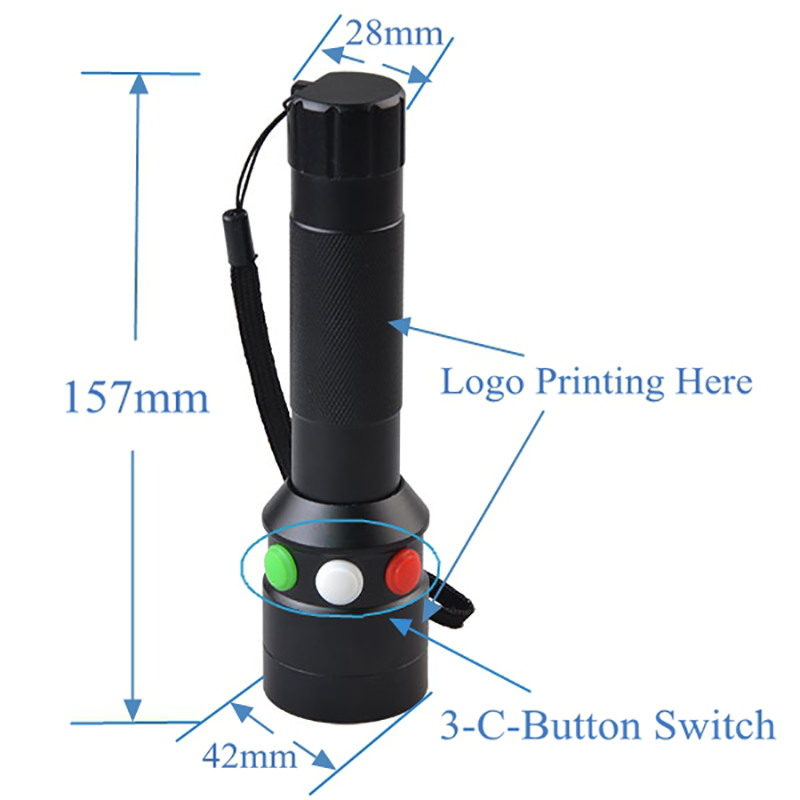 Railway Station Emergency Torch Light SOS Safety Signal Tri-Color White Red Green IP65 Rechargeable Warning Survival Flashlight