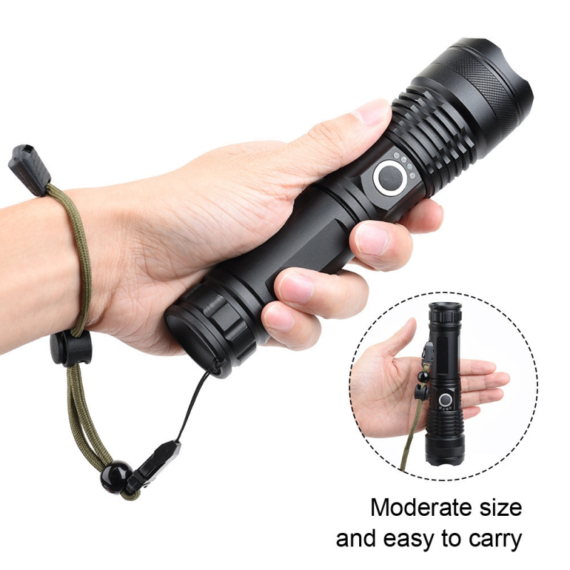 XHP50 Rechargeable Tactical Flashlight Powerful 10000 Lumens IP65 Waterproof Aluminum Alloy Long Range Torch for Emergency Use