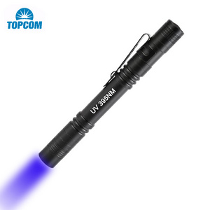 OEM Mini Pocket LED UV Flashlight 3W 395nm 365nm Black Light UV Penlight Metal Clip UV LED Torch Light for Money Detect