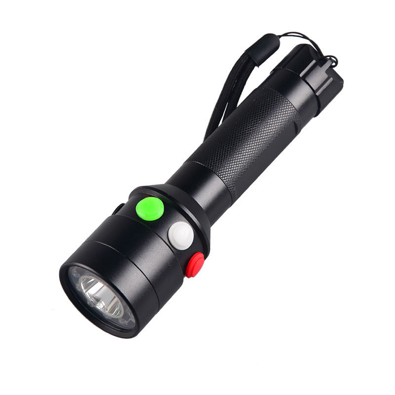 Railway Station Emergency Torch Light SOS Safety Signal Tri-Color White Red Green IP65 Rechargeable Warning Survival Flashlight