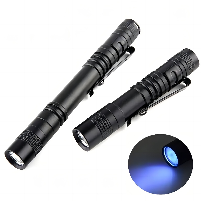 3W Mini Pocket LED UV Penlight 395nm Black Light Aluminum Alloy UV Pen Torch with Metal Clip Emergency Money Detect Lamp