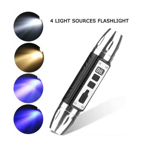 2024 New Style Rechargeable 4 LED White Yellow 365nm 395nm UV Jade Identification Gemstone With Power Display Flashlight