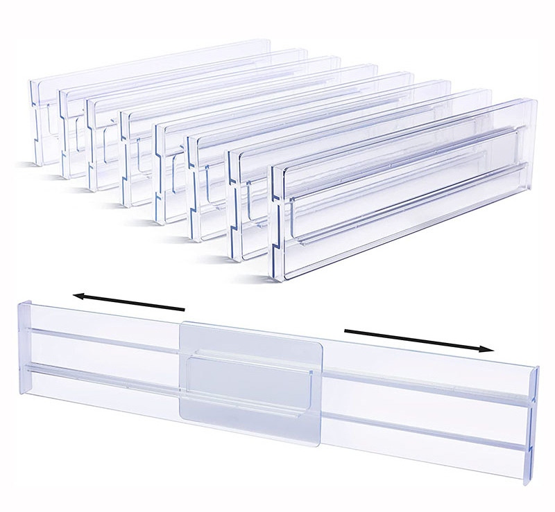 Multi-purpose Clear Plastic Drawer Separators Organizers for Clothing Expandable Dresser Drawer Divider