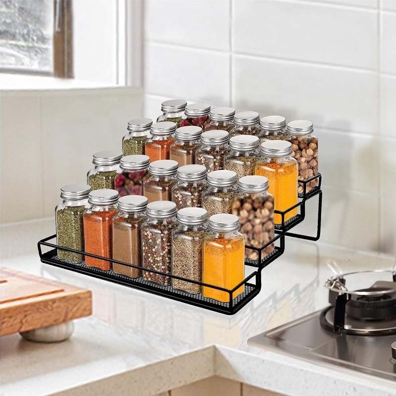 2023 Newest Kitchen Expandable Spice Shelf 4 Tier Seasoning Organizer for Cabinet