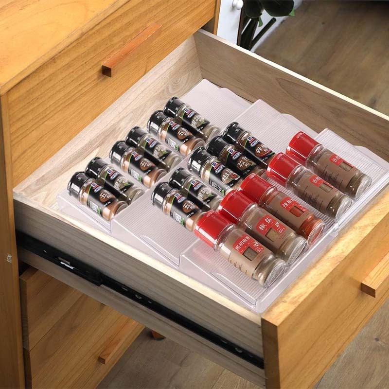 Kitchen Spice Rack Tray Seasoning Jars Drawers Clear Acrylic Spice Drawer Organizer