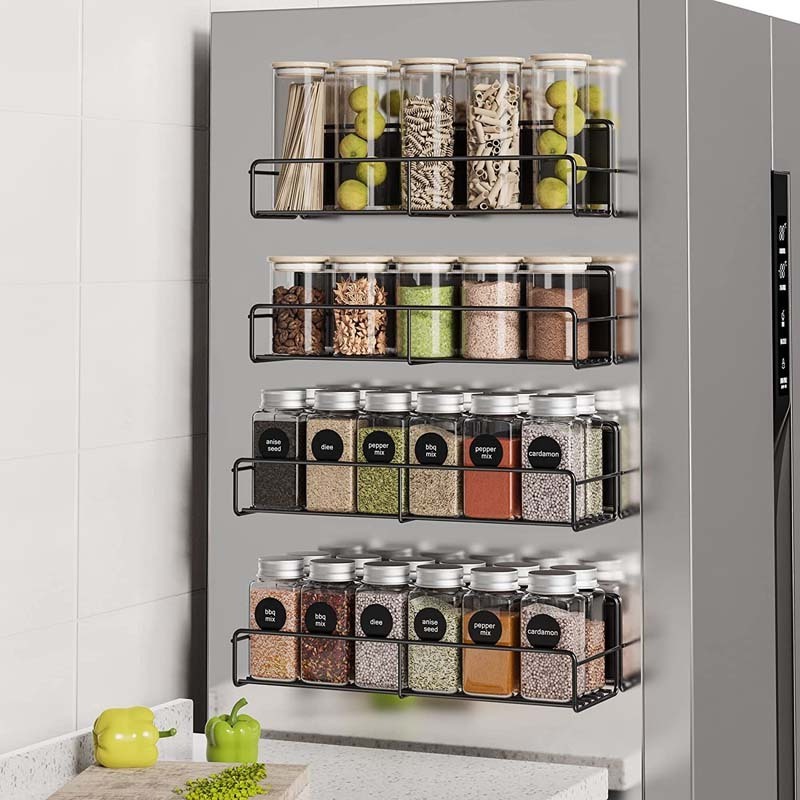 In Stock 4 Pack Moveable  Adhesive Storage Fridge Magnetic Spice Racks