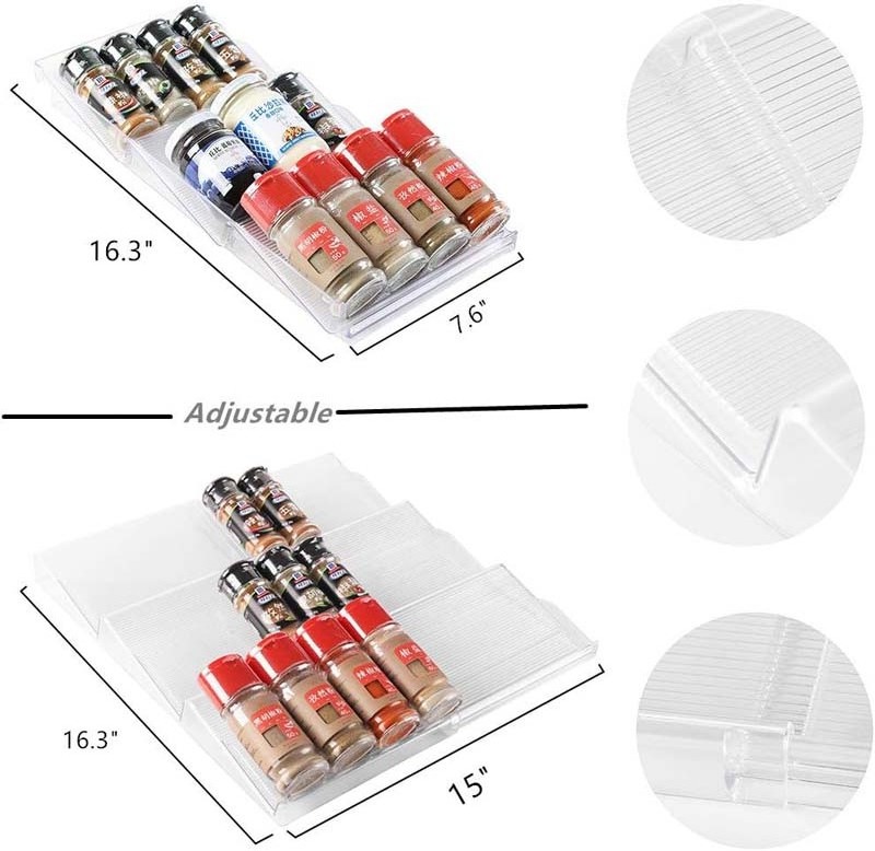 Kitchen Spice Rack Tray Seasoning Jars Drawers Clear Acrylic Spice Drawer Organizer