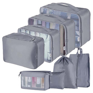 Custom 1/7/8/9pcs Set Travel Laundry Organizer Storage Bag Suitcase Packing Set Clothes Shoe Pouch