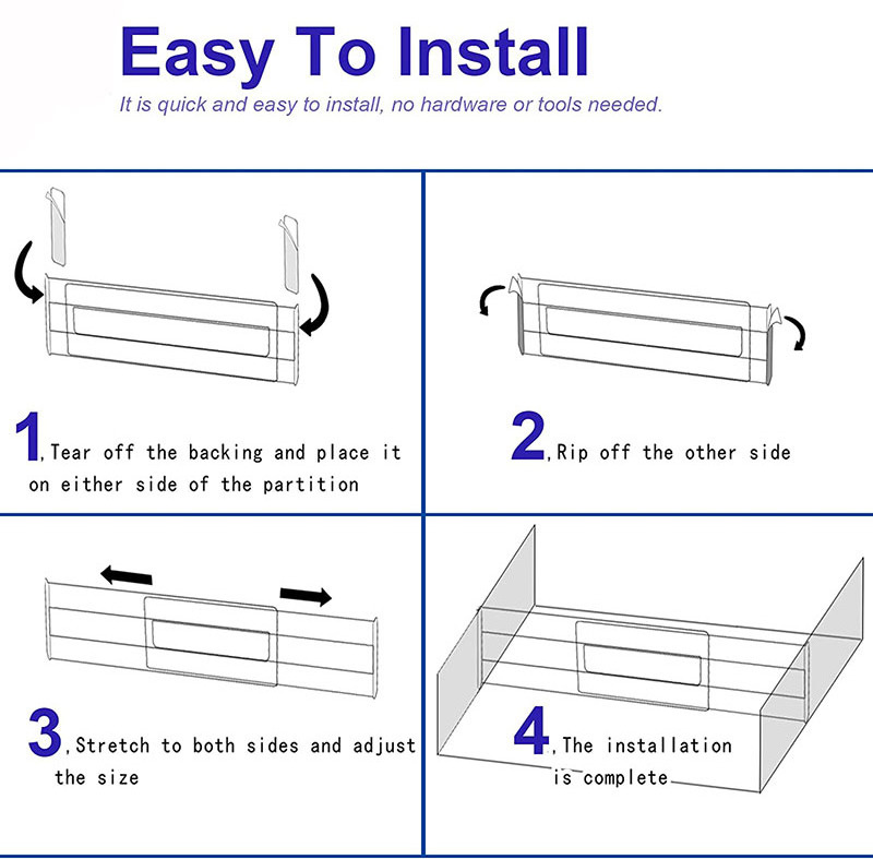 Multi-purpose Clear Plastic Drawer Separators Organizers for Clothing Expandable Dresser Drawer Divider