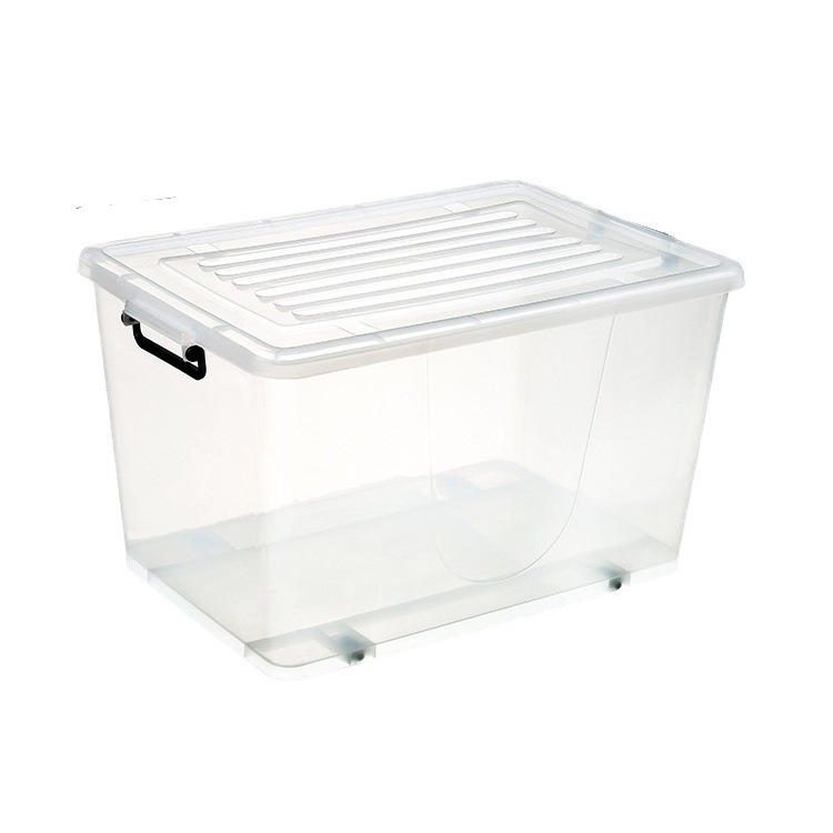 Custom 5L-130L Multipurpose Transparent Plastic Storage Bins with Durable Wheels Lid Handle