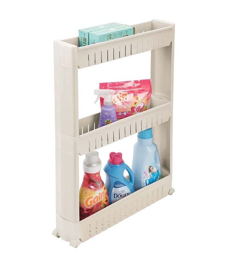 4-Tier Rolling Cart Narrow Space Slim Slide Shelves Kitchen Gap Shelf  Fridge side seam finishing Rack