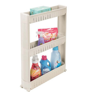 4-Tier Rolling Cart Narrow Space Slim Slide Shelves Kitchen Gap Shelf  Fridge side seam finishing Rack