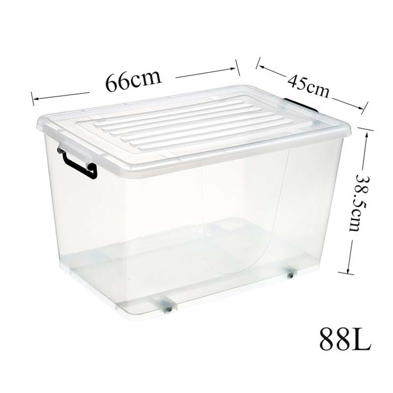 Custom 5L-130L Multipurpose Transparent Plastic Storage Bins with Durable Wheels Lid Handle